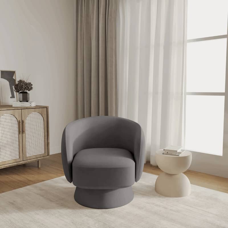 Raze 31" Swivel Accent Armchair Upholstered in Boucle/Velvet/Linen Fabric with Plush Cushioning and Solid Wood Support