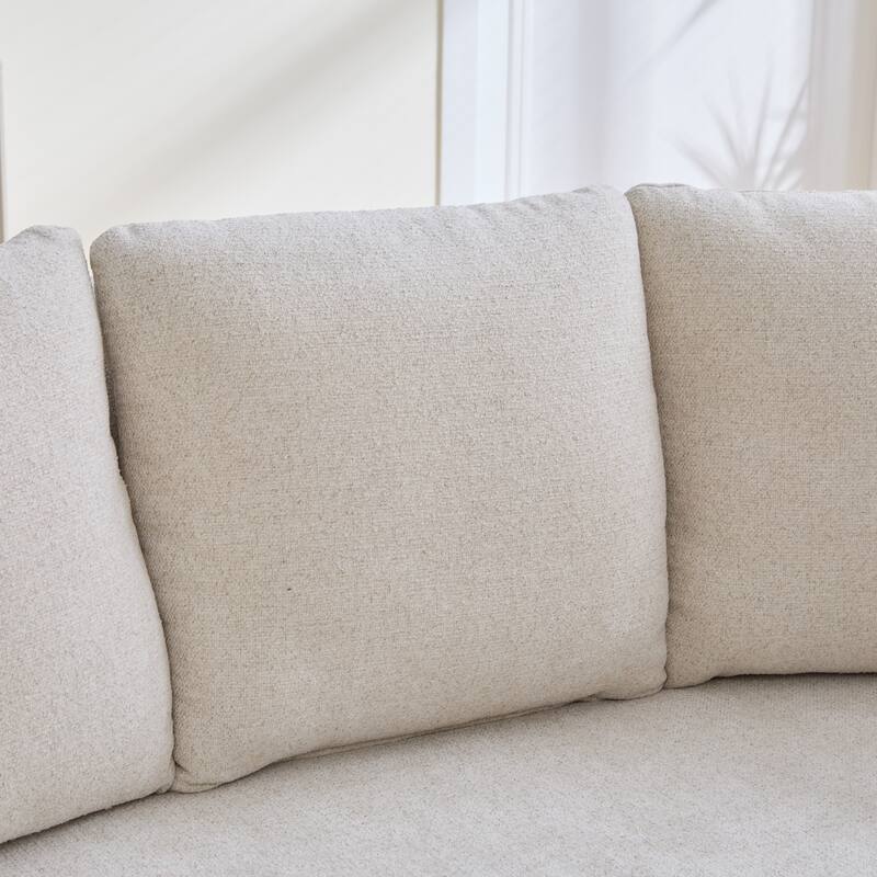 Plush Chenille Curved Lovesofa, Oversized Deep Seat Lounge Sofa, Upholstered Sofa with 4 Removable Cushions for Living Room