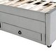 preview thumbnail 9 of 16, Twin Size Upholstered Platform Bed with Trundle and 3 Drawers, Rabbit-Shaped Headboard with Embedded LED Lights, Gray