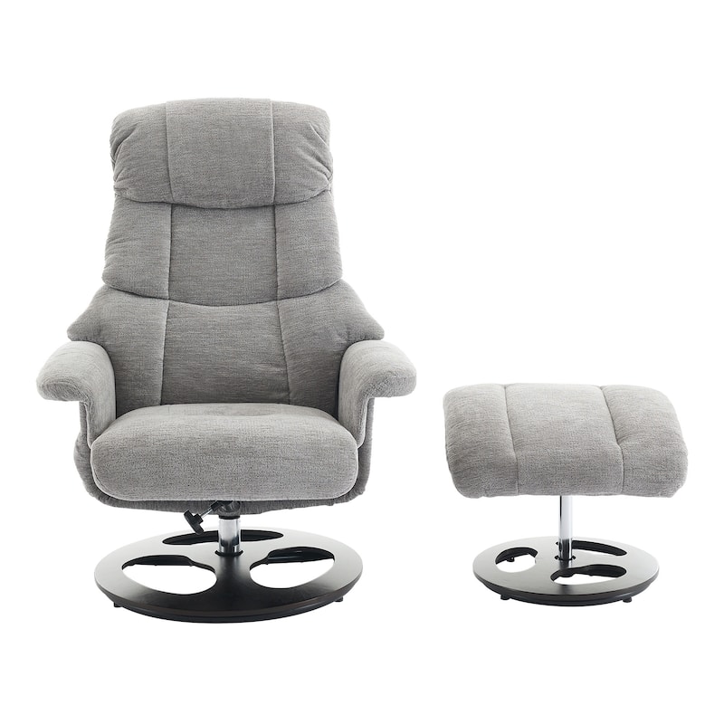 Chenille 360° Swivel Massage Recliner Chair with Ottoman, Massage and Heated Seat