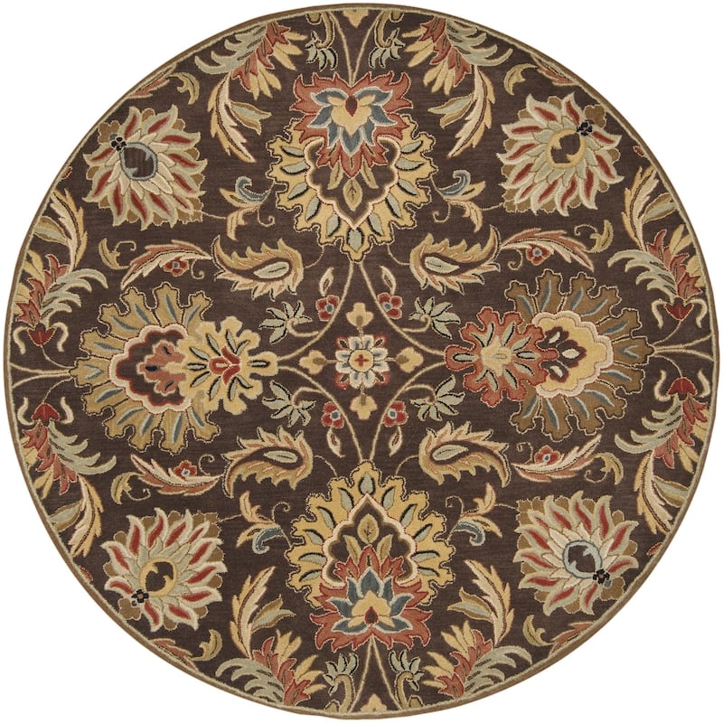Livabliss Caesar Updated Traditional Oriental Area Rug - 8' x 8' - Dark Brown - Round