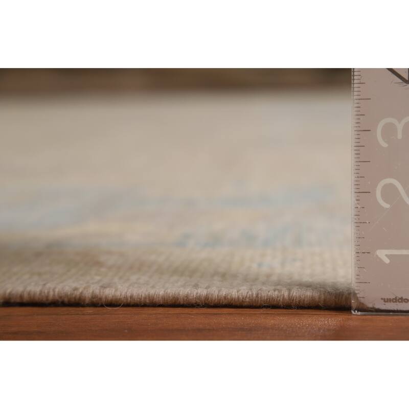 Vegetable Dye Oushak Turkish Large Rug Hand-Knotted Beige Wool Carpet - 10'0"x 14'7"