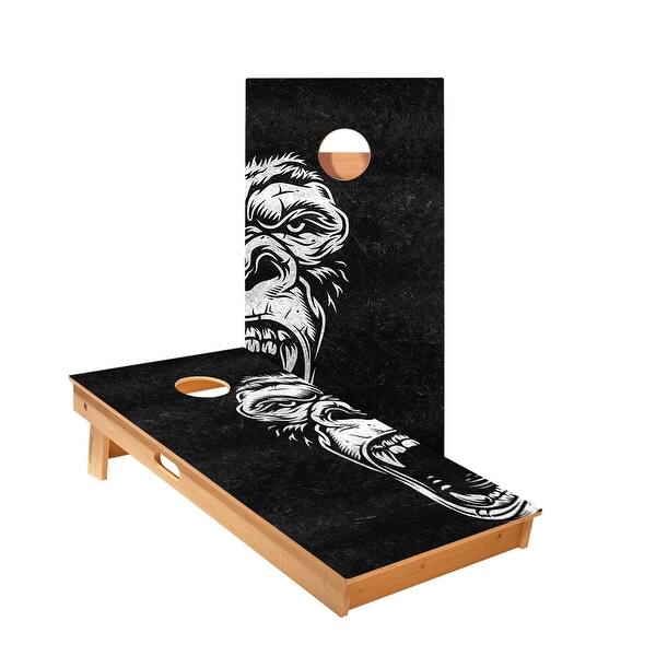 slide 2 of 5, Black And White Gorilla Cornhole Boards NO Bags - Add Board Lights