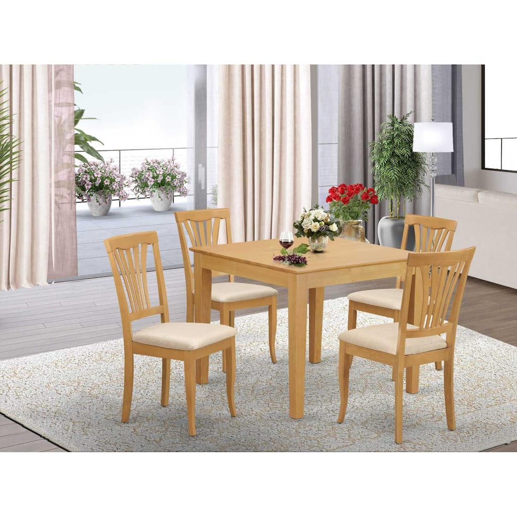 HomeStock 5-Pc Natural Oak Finish Solid Wood Top - Dining Room Set - Seats 4