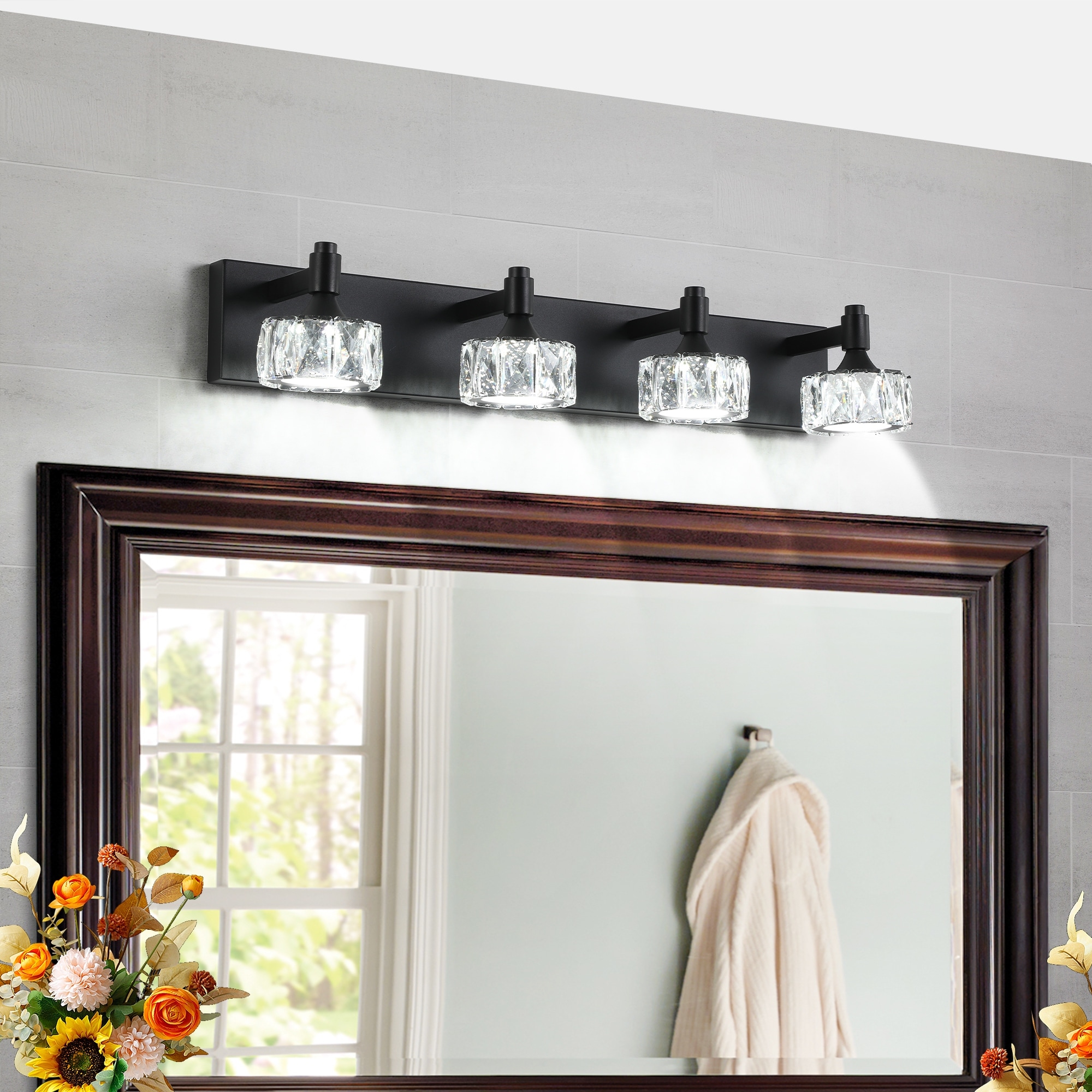 Matte black led vanity light top