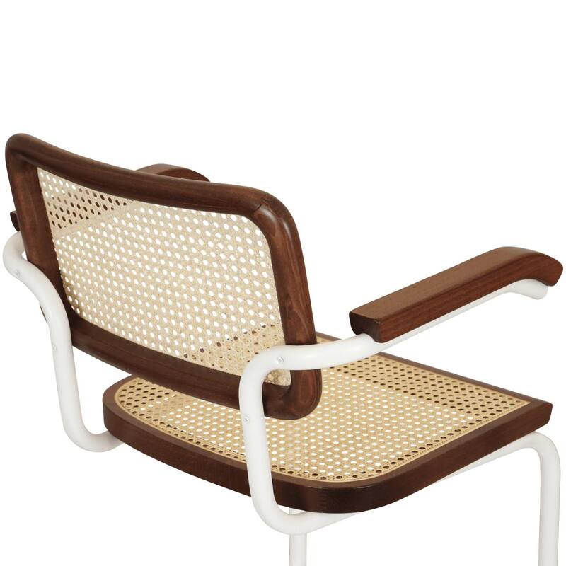 Breuer Chair Company Marcel Breuer Cesca Cane Cantilever Armchair Arm Chair w/ White Steel Frame (Various Wood & Cane Colors)
