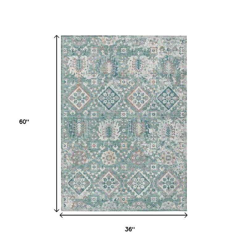 HomeRoots Floral Medallion Traditional Rectangle Outdoor Rug