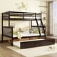 preview thumbnail 5 of 16, Bunk Bed with Trundle, Convertible Ladder and Guardrail Brown