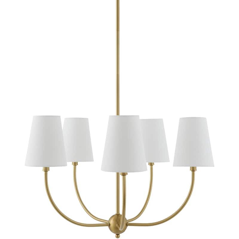 Livabliss Ponso Traditional Chandelier - 26"L x 26"W x 16"H - Brass/White