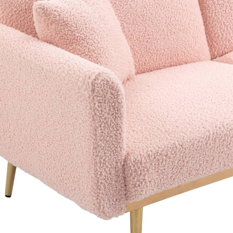 Modern Teddy Upholstered 2-Seater Sofa Bed with 7 Golden Metal Legs