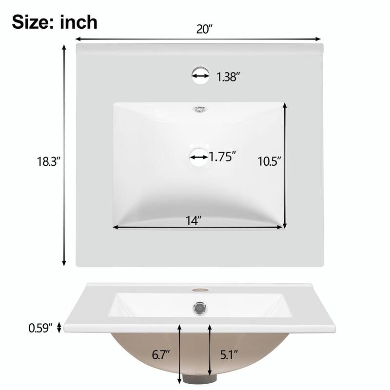 Modern Bathroom Vanity with Ceramic Sink - Soft-Close Drawers, Door Organizer, Divider Drawer