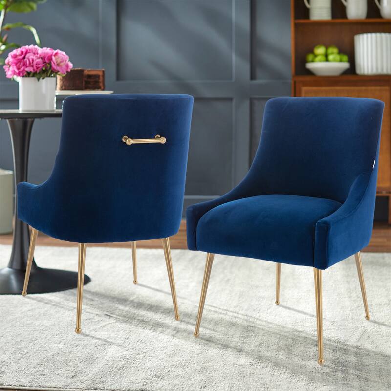 Clihome Stainless Steel Frame Dining Velvet Side Chairs(Set of 2)