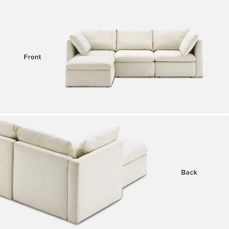 mopio Oversized Modular Sectional Sofa with Fully Removable Covers and Storage (Oat)