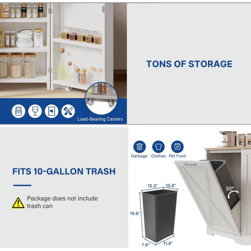 Kitchen Tilt Out Trash Bin Cabinet with Power Outlet
