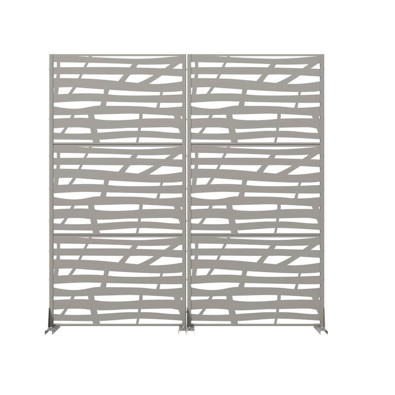 Metal Privacy Screen Fence Panel with Stylish Pattern Set of 2