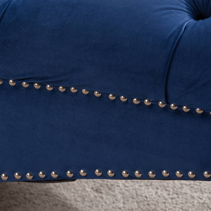 Modern 27.17" Upholstered Buttons Tufted Chaise Lounge Chair with Solid Wood Frame and Nailheads