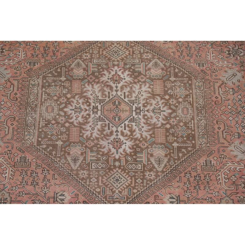 Hand Knotted Oriental 100% Wool Carpet Traditional Medallion Pink Tabriz Area Rug - 12' 5'' X 9' 9''