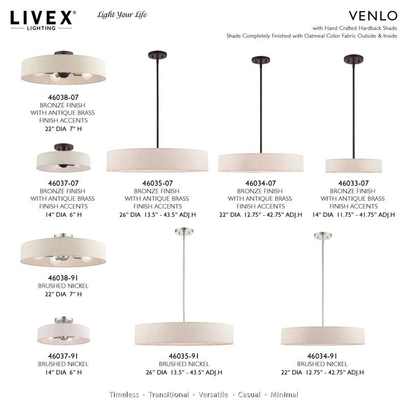 Livex Lighting 4-light Brushed Nickel Semi Flush Mount, 46038-91 - 22" DIA X 7" H