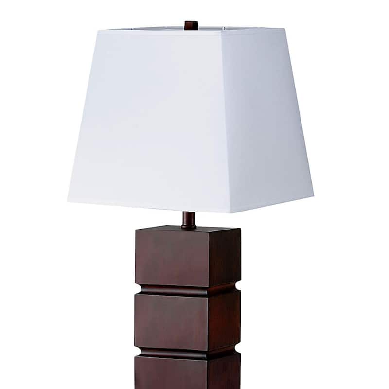 27.5" Tall Polyresin Table Lamp with Dark Cherry finish, White Fabric Shade