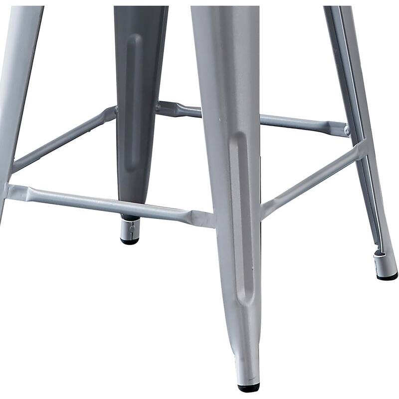 Industrial Metal Bar Stools Set of 2 Bucket Back 4 Leg Design 24in Seat Distressed