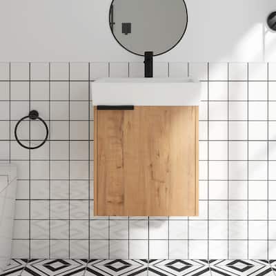 Wall-Mounted Bathroom Vanity with Ceramic Top and Basin