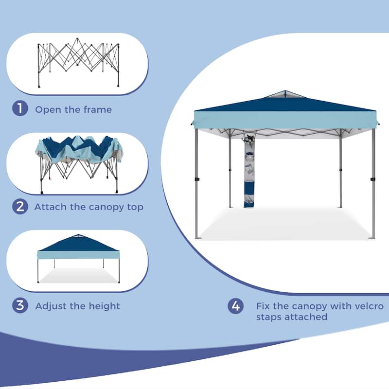 10' x 10' Pop Up Outdoor Canopy Tent Commercial Instant Reinforce Canopies with Wheel Carry Bag & Storage Pocket