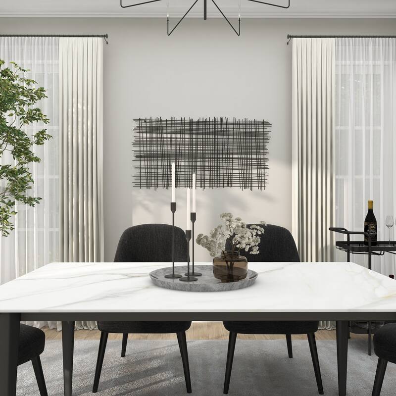 Metal Geometric Overlapping Lines Cross Hatch Home Wall Decor - Black - Roche River Decor