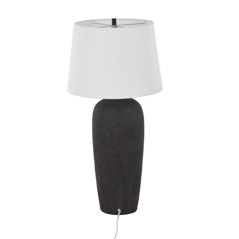 Ceramic Distressed Antique Style Vase Room Table Lamp with Linen Shade - Brown, Light Brown, Black - Roche River Decor