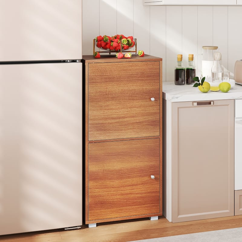 Gymax 2 PCS 2-Door Storage Cabinet w/ Adjustable Shelves Kitchen