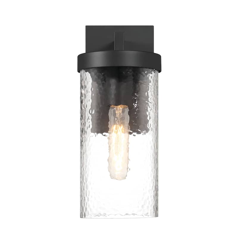 Aria Textured Water Glass and Metal Wall Mounted Outdoor Light - 6.7"L x 5.3"W x 12.5"H