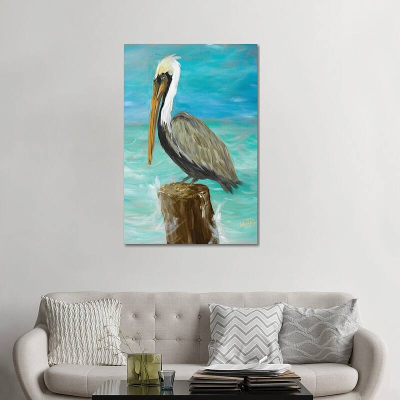 iCanvas "Single Pelican on Post" by Julie Derice Canvas Print - 48x32x1.5
