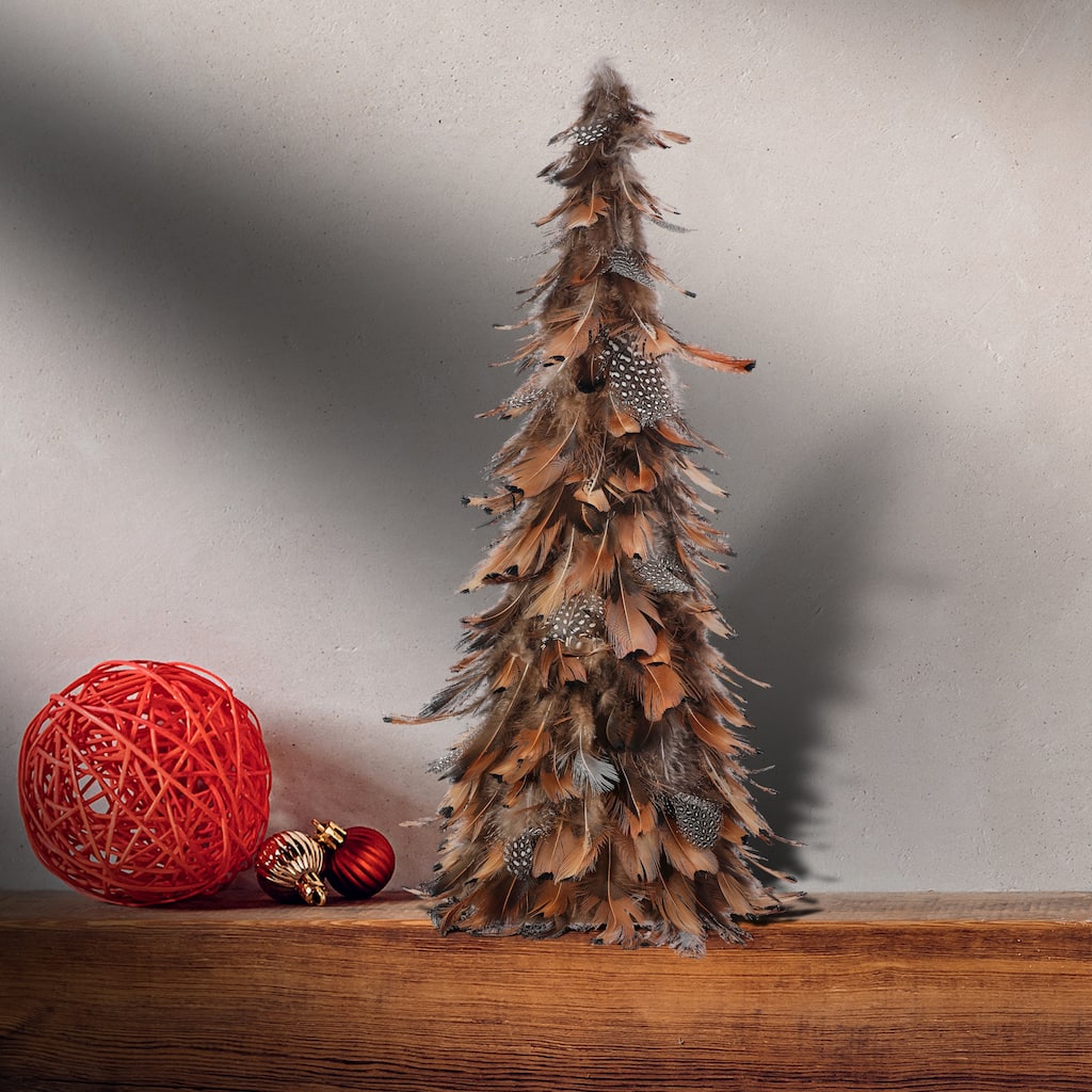 12" Natural Feather Tree Set of 2