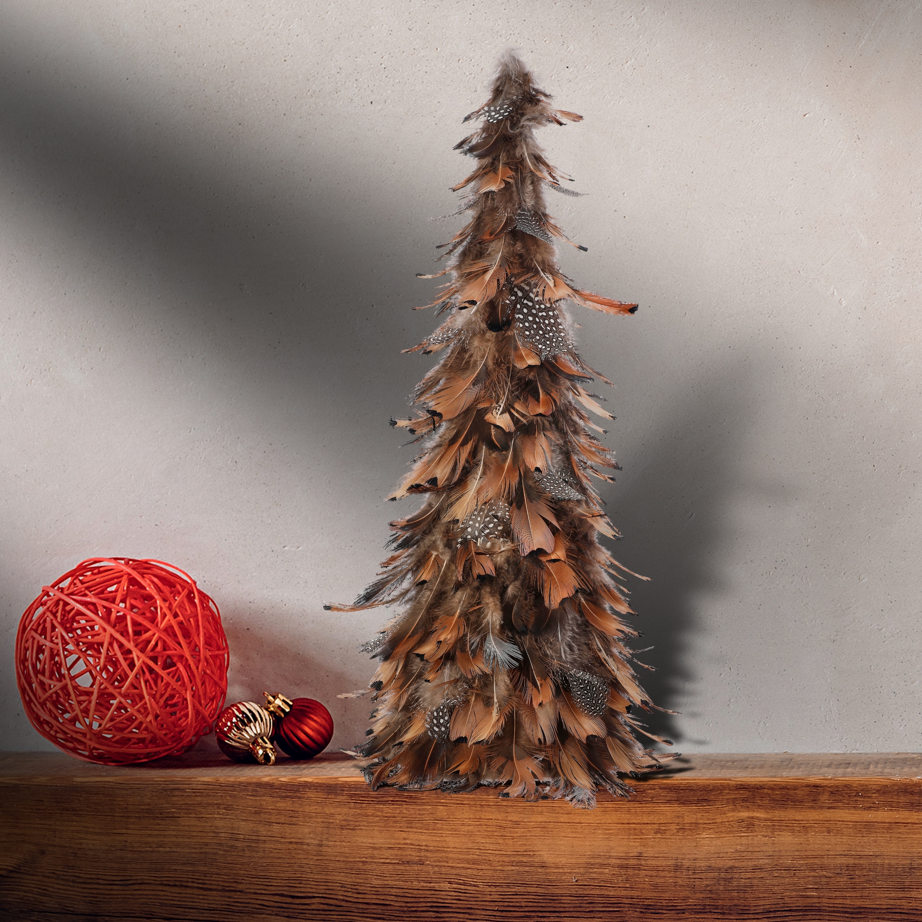 12" Natural Feather Tree Set of 2