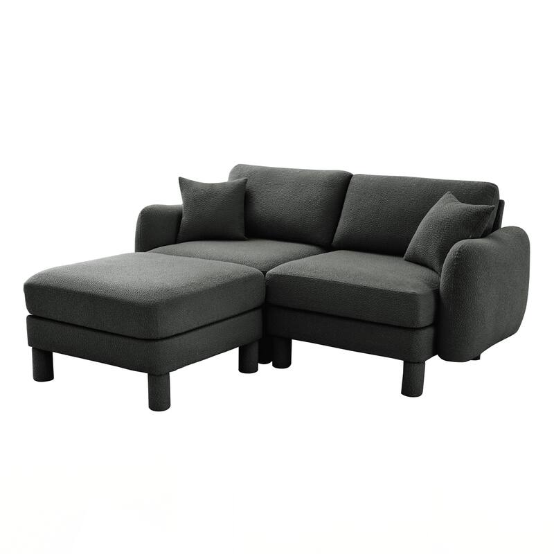 2-seater Loveseat Sofa Couch With Distinctive Shell-shaped Armrests And Removable Ottoman