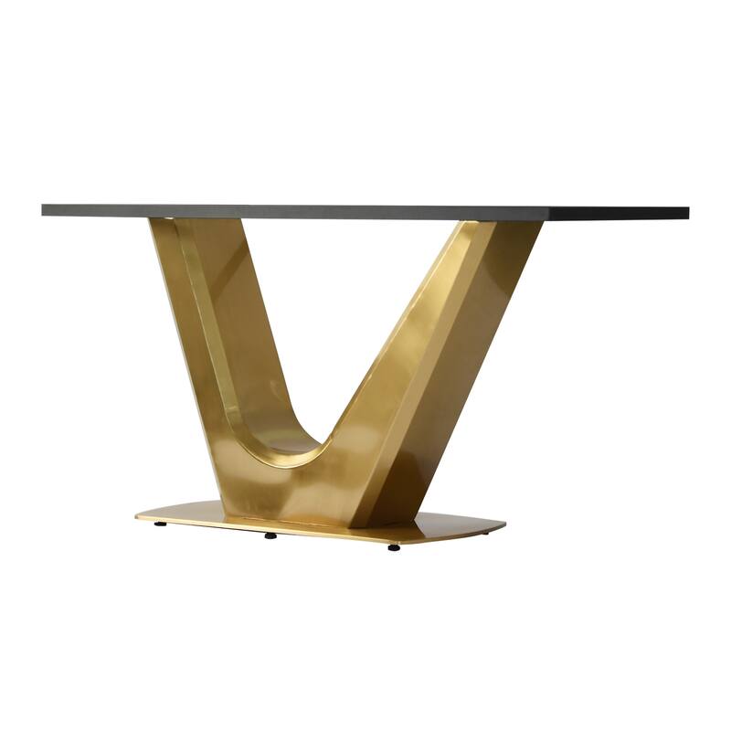63 "modern artificial stone white panel V-shaped metal legs-can accommodate 6-8 people.