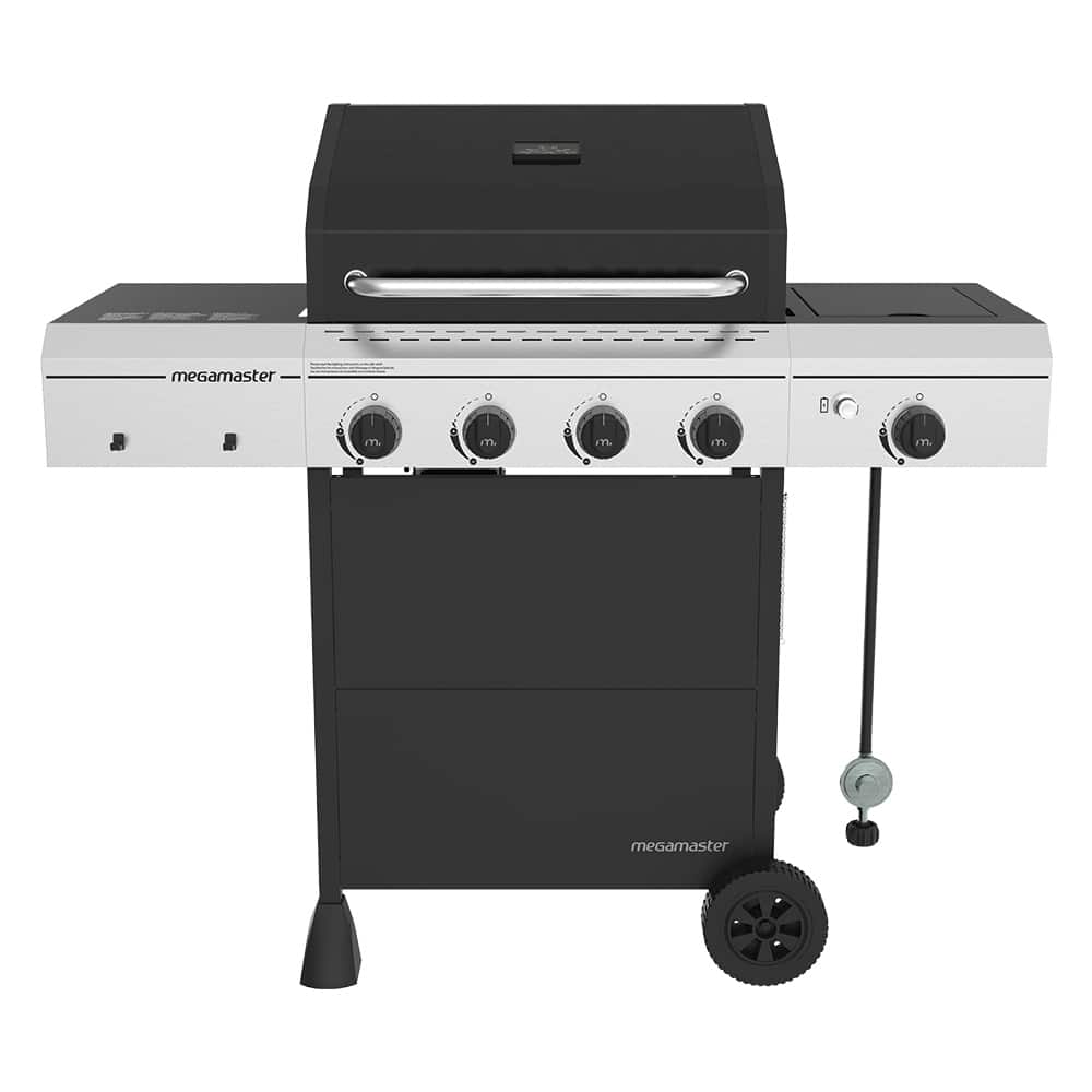 Megamaster 4-Burner Propane Gas Grill with Side Burner & Grill Cover, 720-0804HK