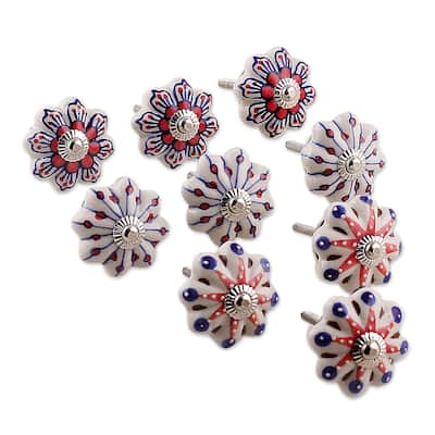 Novica Handmade Fantasy Spring Ceramic Knobs (Set Of 9)