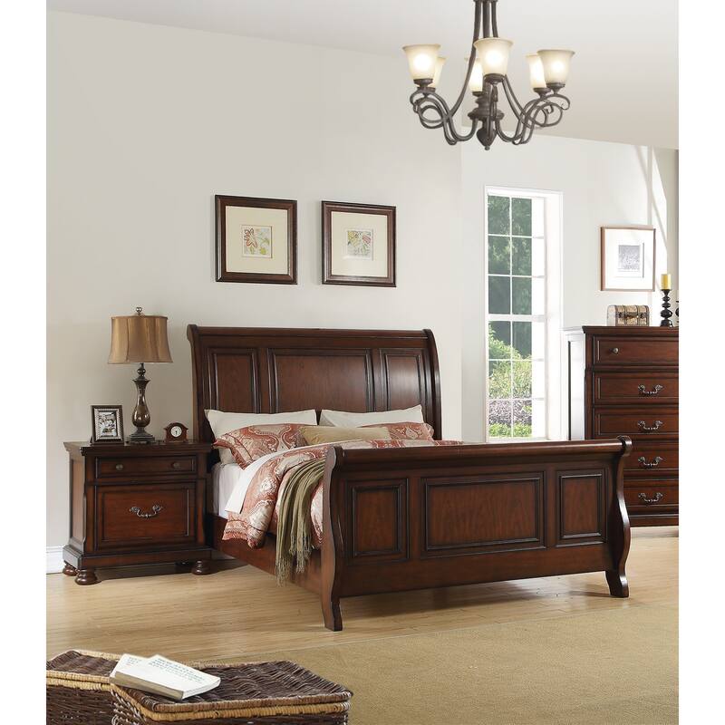 Traditional Formal Look 1pc Nightstand Storage Space Bedside Table Plywood Veneer Bedroom Furniture