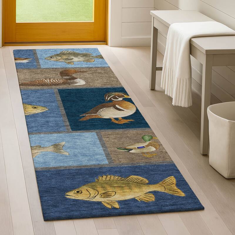 Machine Washable Indoor/ Outdoor Cabin Lodge Chantille Rug