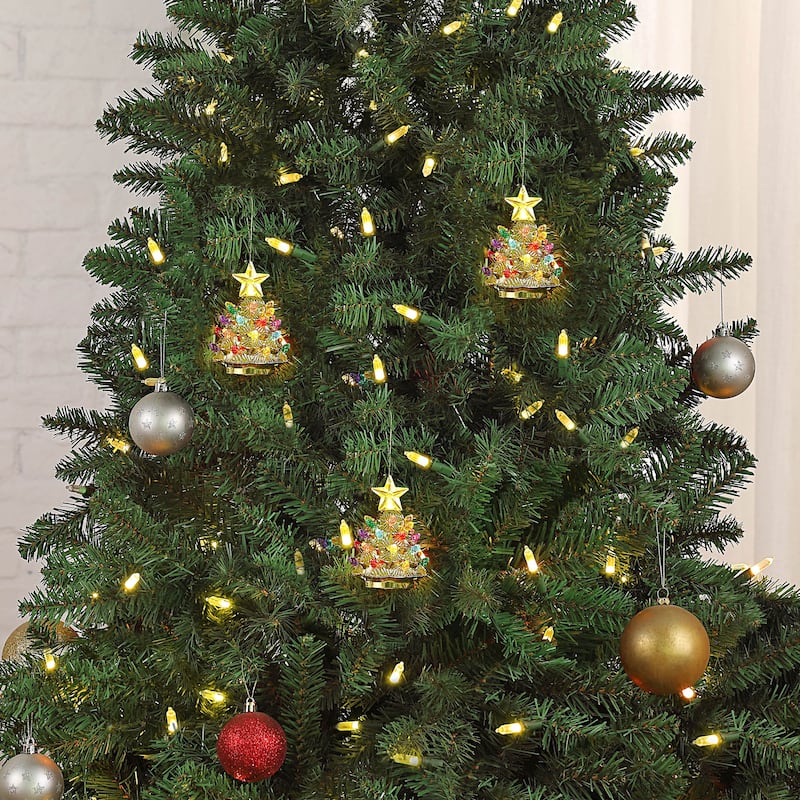 4 in. Set of 3 Shatterproof Ornament Tree - Gold Electroplated