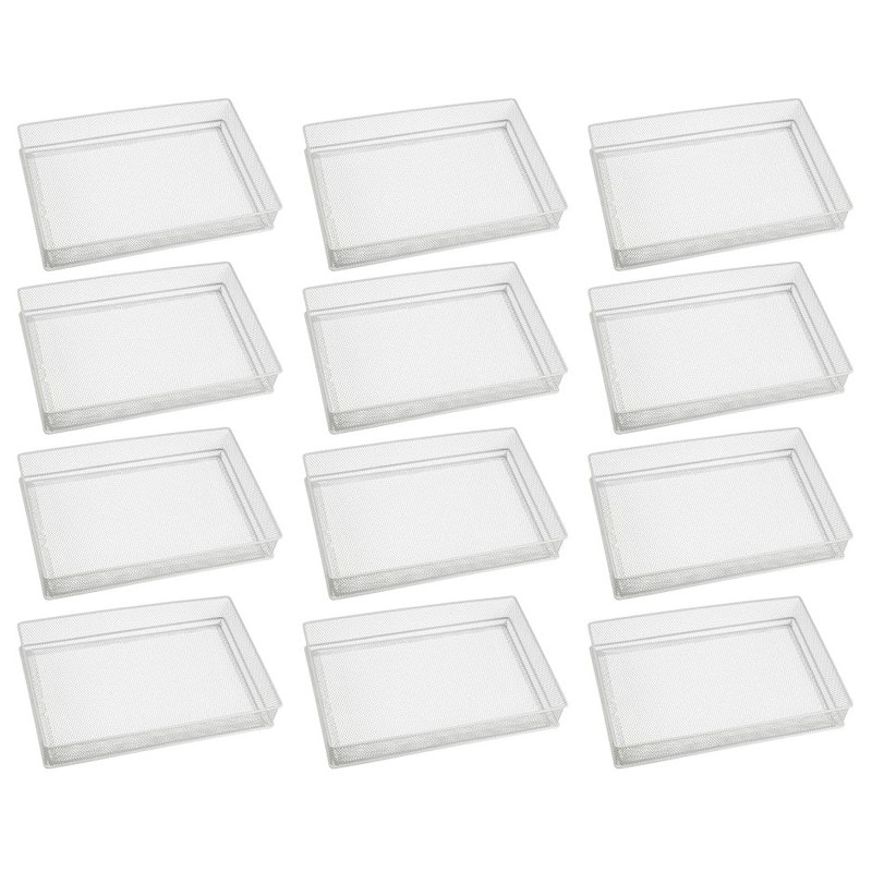 YBM Home White Mesh Desk Drawer Organizer Tray, Storage Holder - 8x12x2 - set  of 12