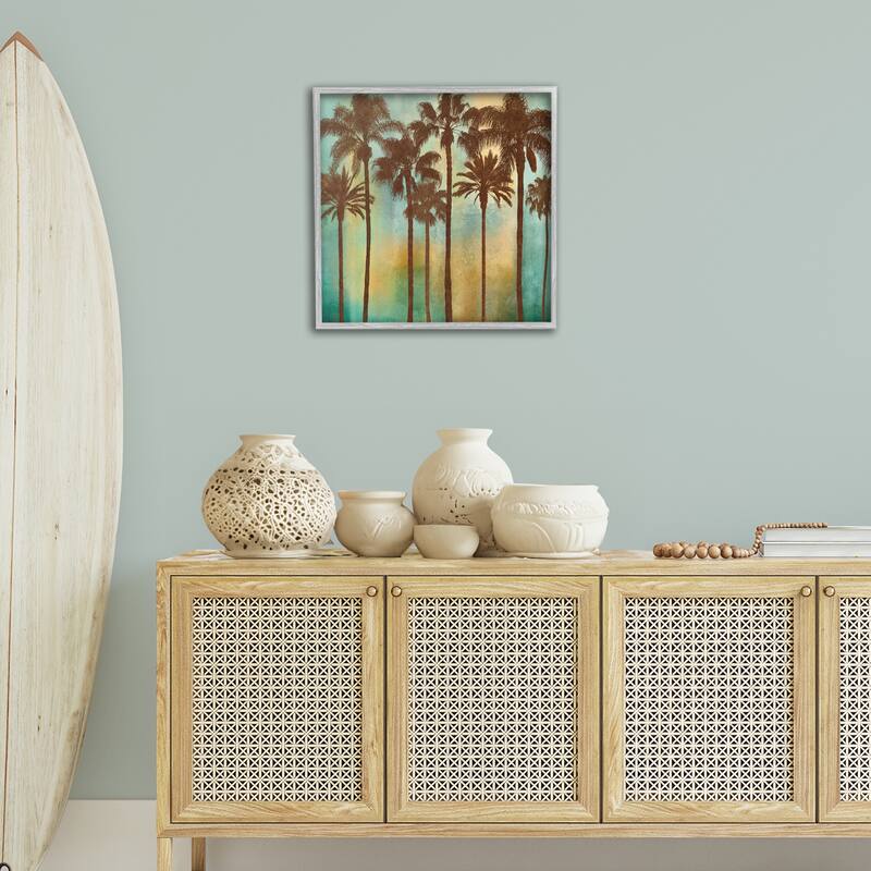 Stupell Looming Palms on Gradient Framed Giclee Art Design By John Seba
