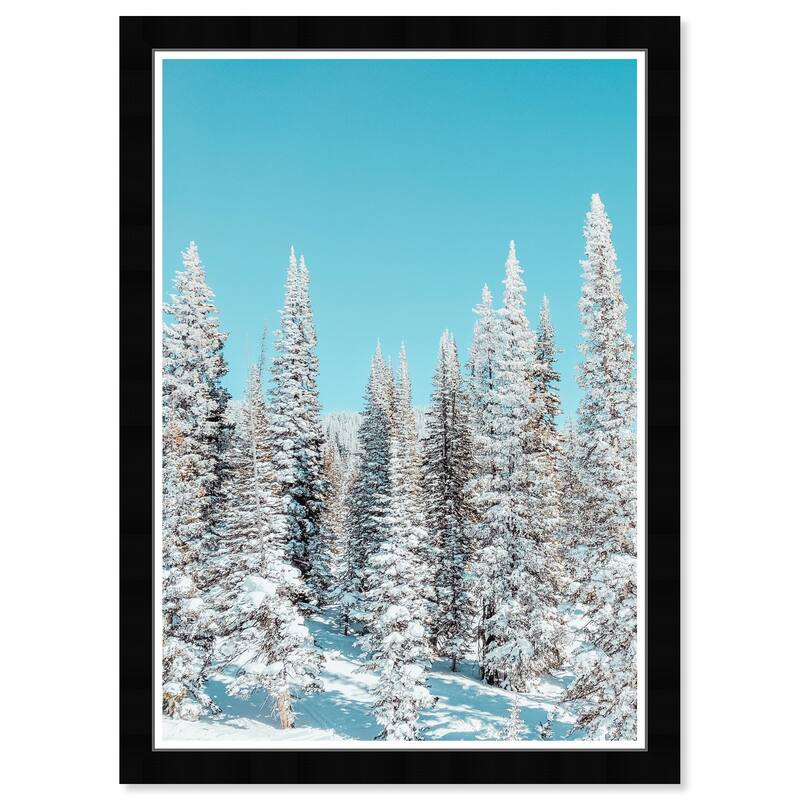 Wynwood Studio Prints Holiday and Seasonal Snowy Pine Trees Blue and Light Blue Rustic Wall Art Canvas Print