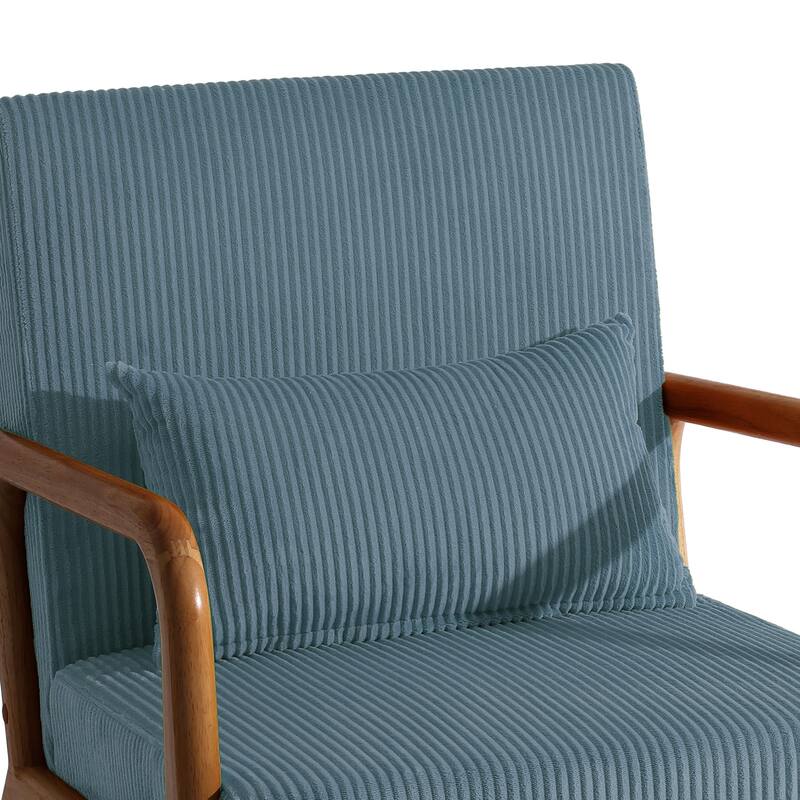 25" W Mid Century Upholstered Wood Accent Chair with Pillow
