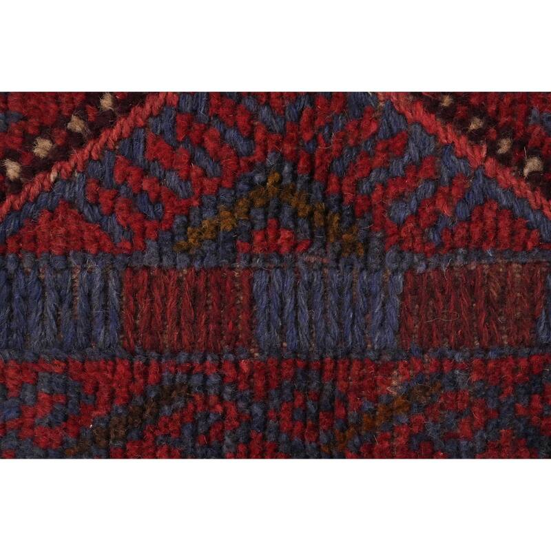Hand Knotted Oriental 100% Wool Carpet Traditional Tribal Red Balouch Runner Rug - 7' 10'' X 2' 0''
