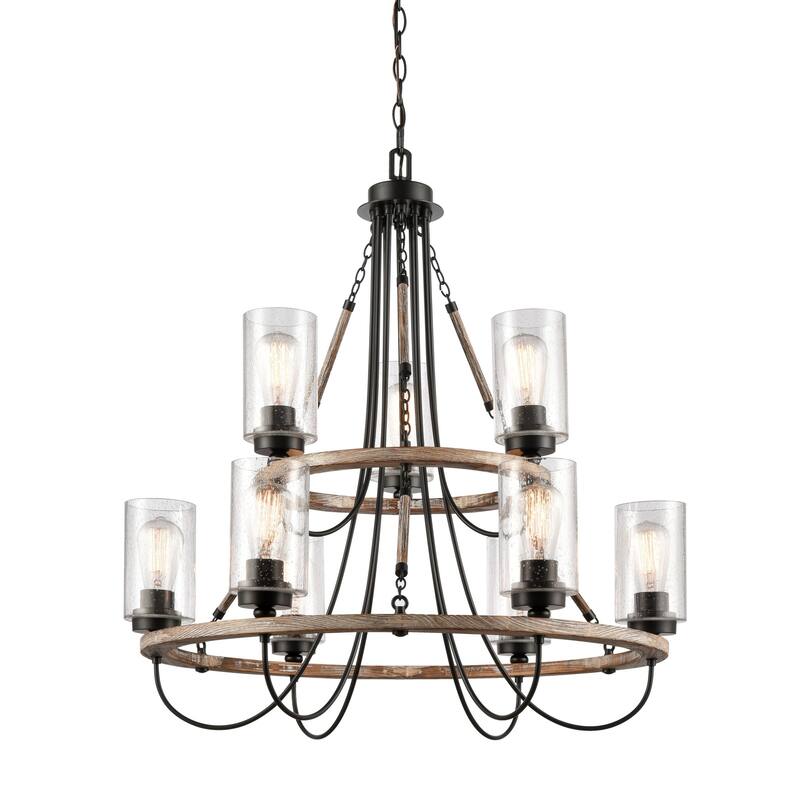 Innovations Lighting 442-9CR-33-32 Paladin Chandelier Paladin 9 Light - Matte Black / Seedy