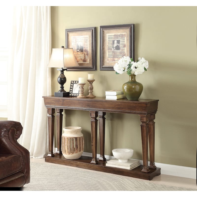 Oak Finish Console Table