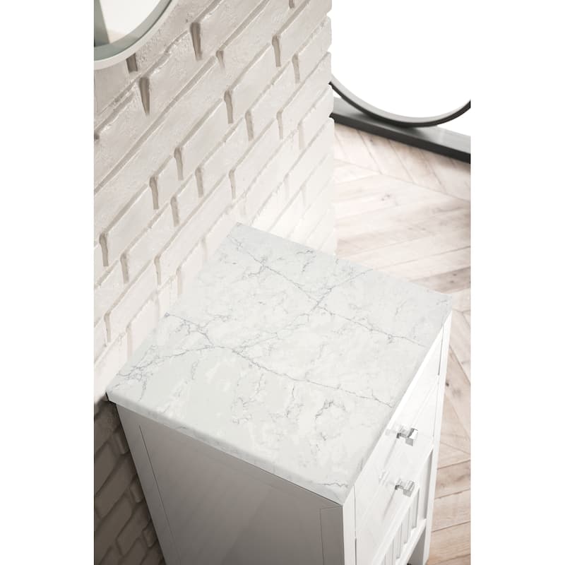 James Martin Vanities Athens 15" Cabinet w/ Drawers and Door, Glossy White - Eternal Jasmine Pearl Quartz
