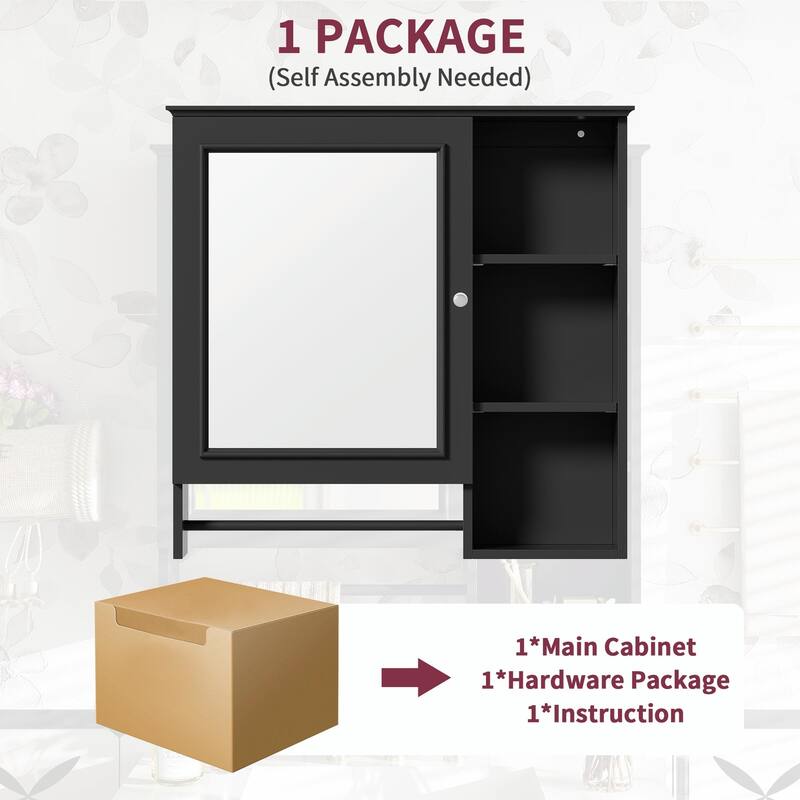 Wall-Mounted Bathroom Storage Cabinet with Large Mirror Door