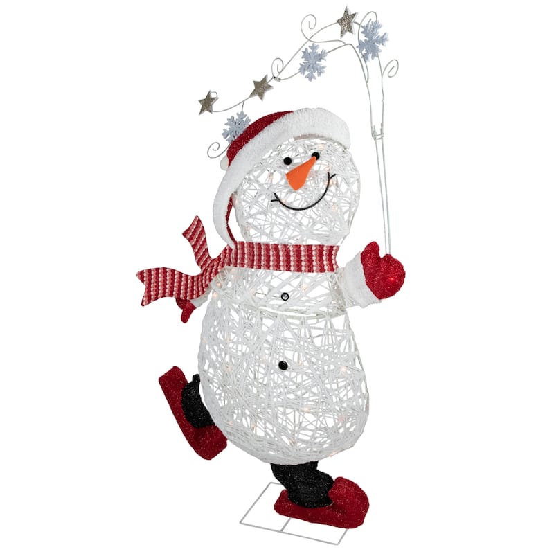 56" Lighted Ice Skating Snowman Outdoor Decoration